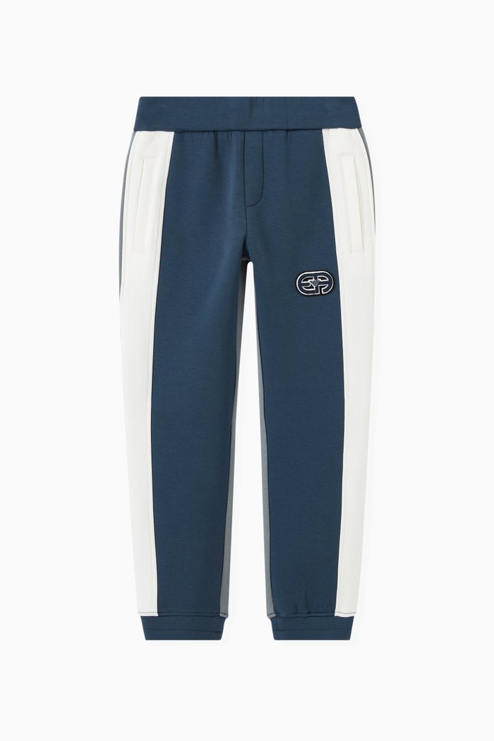 

Contrast Color-block Side Joggers in Cotton, Blue