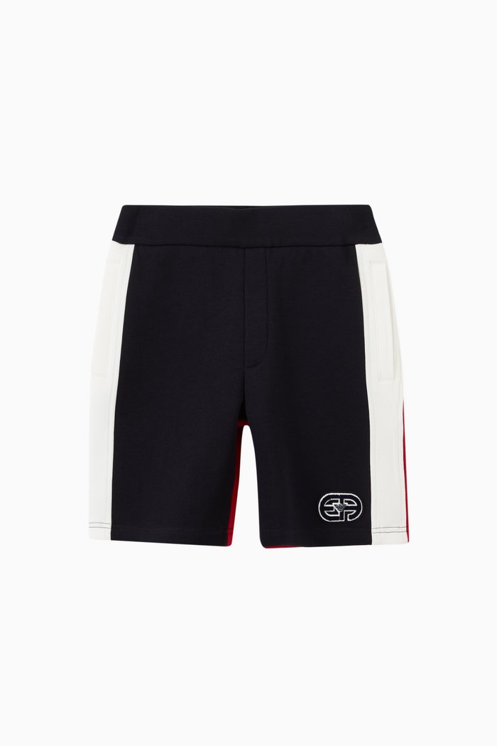 

Contrast Color-block Side Shorts in Cotton, Blue