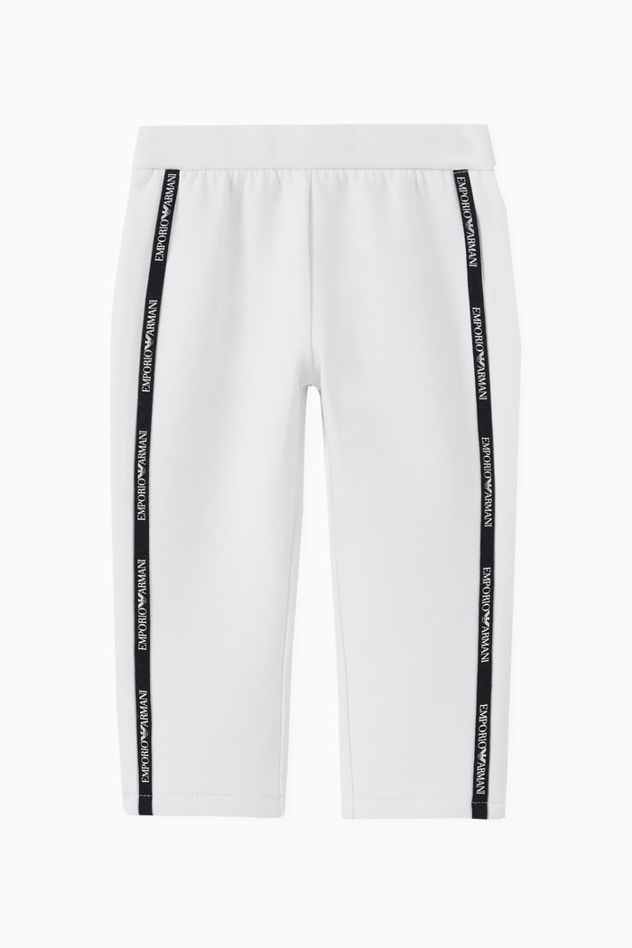 

EA Text Logo Tape Trousers in Cotton Jersey, White