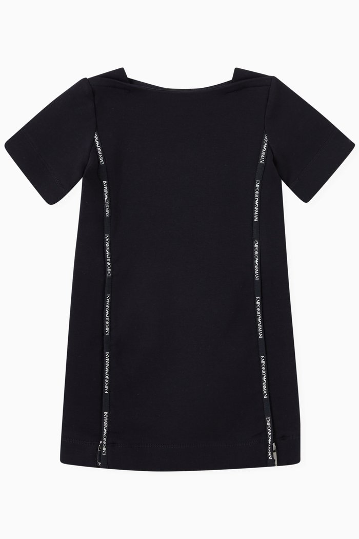 

EA Logo Side Zip Tape Dress in Cotton, Blue