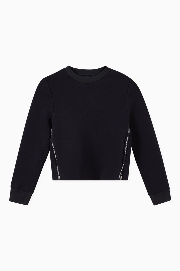 

EA Logo Side Zip Tape Sweatshirt in Cotton, Blue