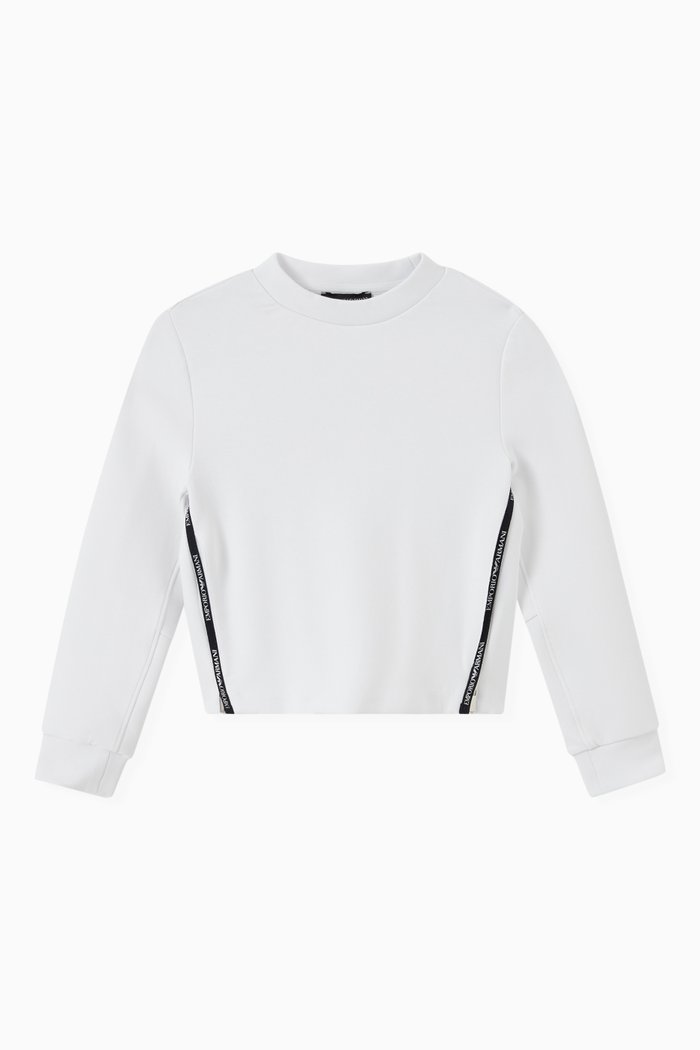 

EA Logo Side Zip Tape Sweatshirt in Cotton, White