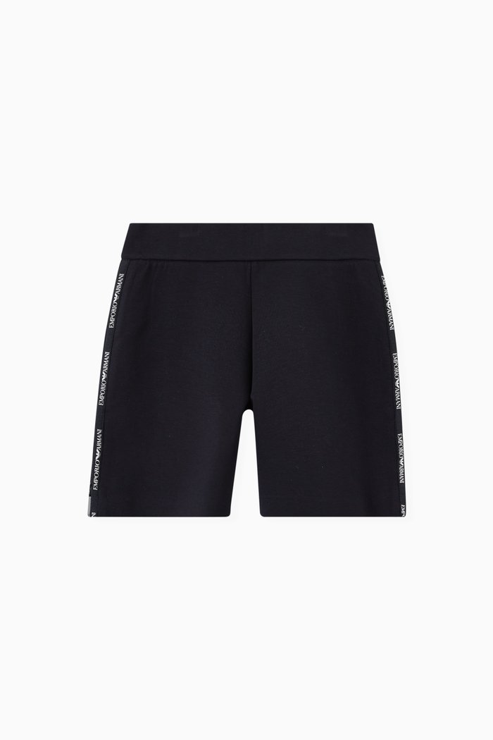 

EA Logo Side Zip Tape Shorts in Cotton, Blue