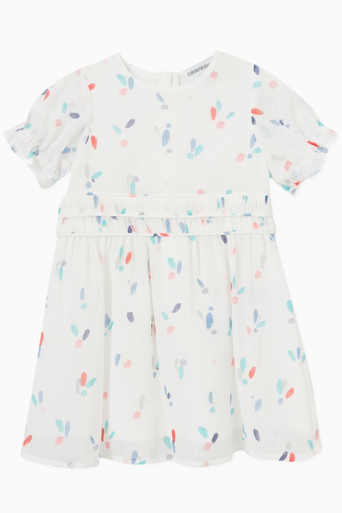 Multicolour Drop Print Dress, White