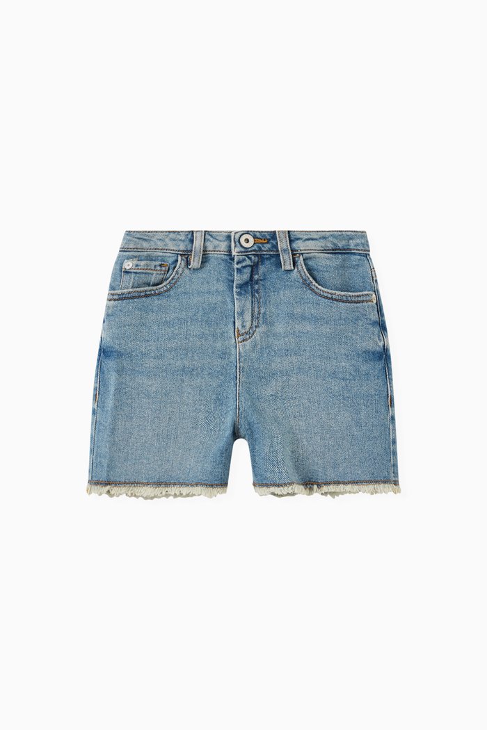 

Frayed Edge Shorts in Denim, Blue