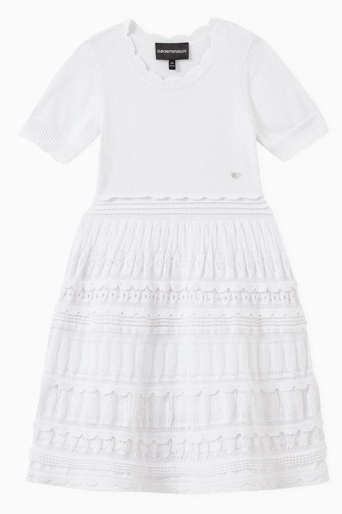 Crochet Dress in Cotton Knit, White
