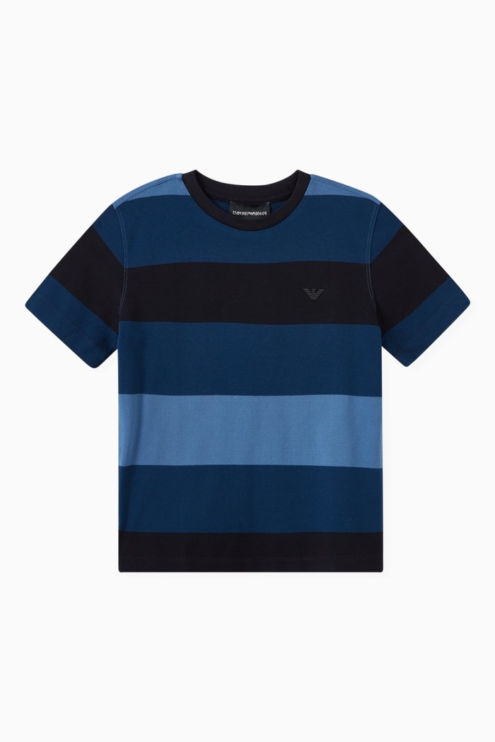 

Gradient Stripe T-shirt in Cotton, Blue