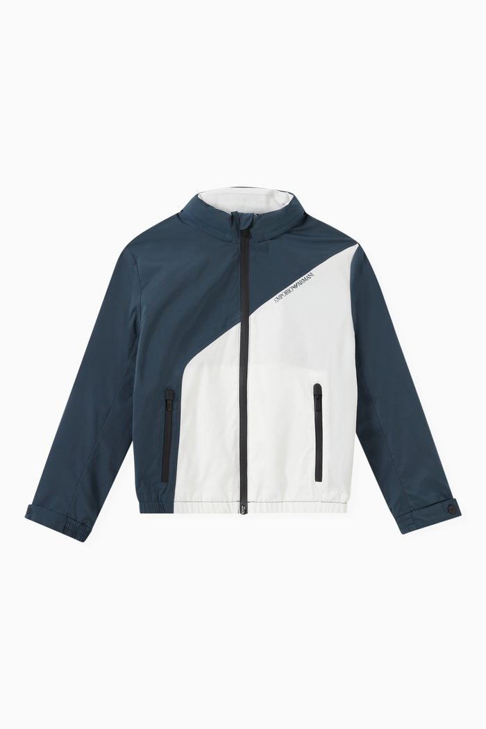 

Bi Colour Hooded Blouson Jacket, White