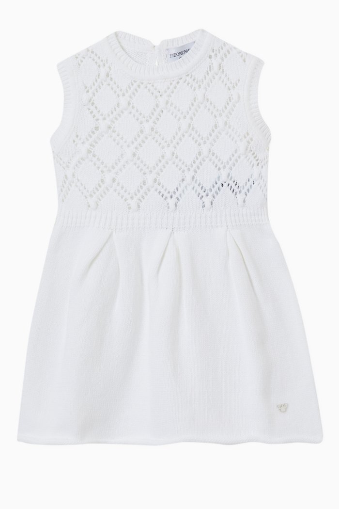EA Micro Eagle Crochet Dress in Knit, White
