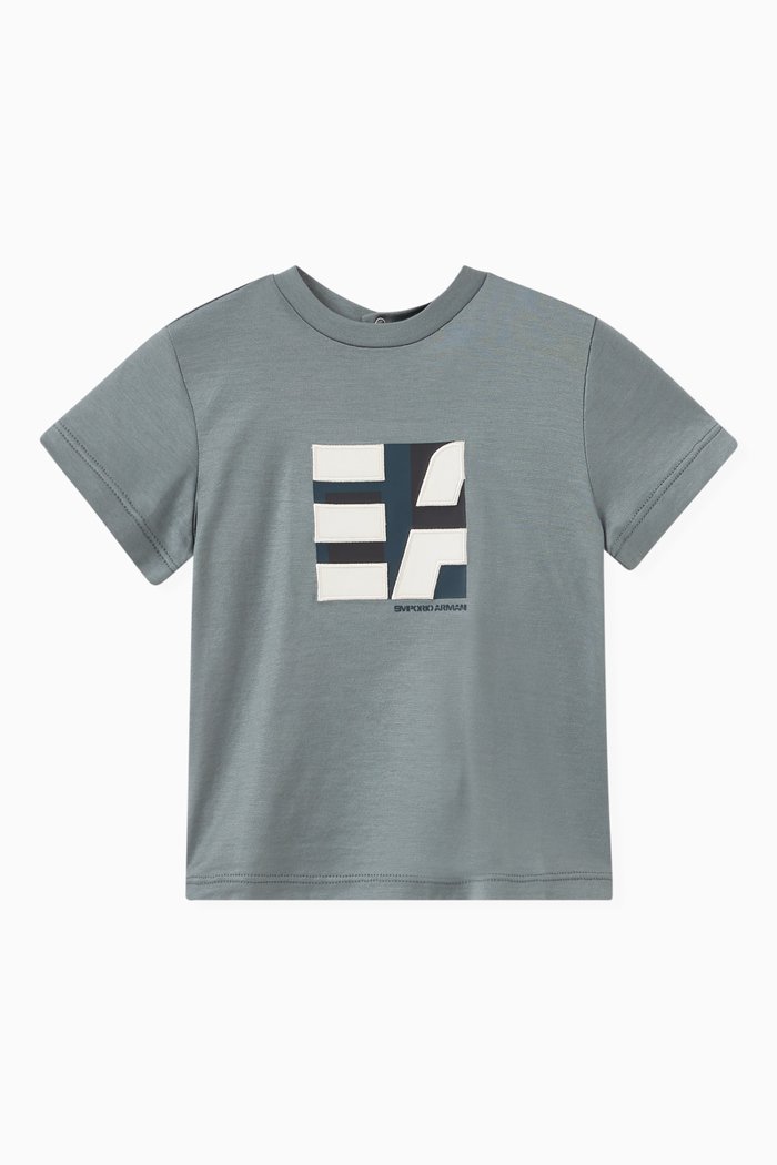 

Colour-block Logo Square T-shirt in Cotton Jersey, Blue