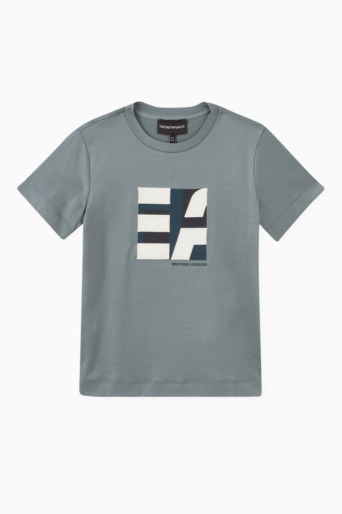 

Colour-block Logo Square T-shirt in Cotton Jersey, Blue