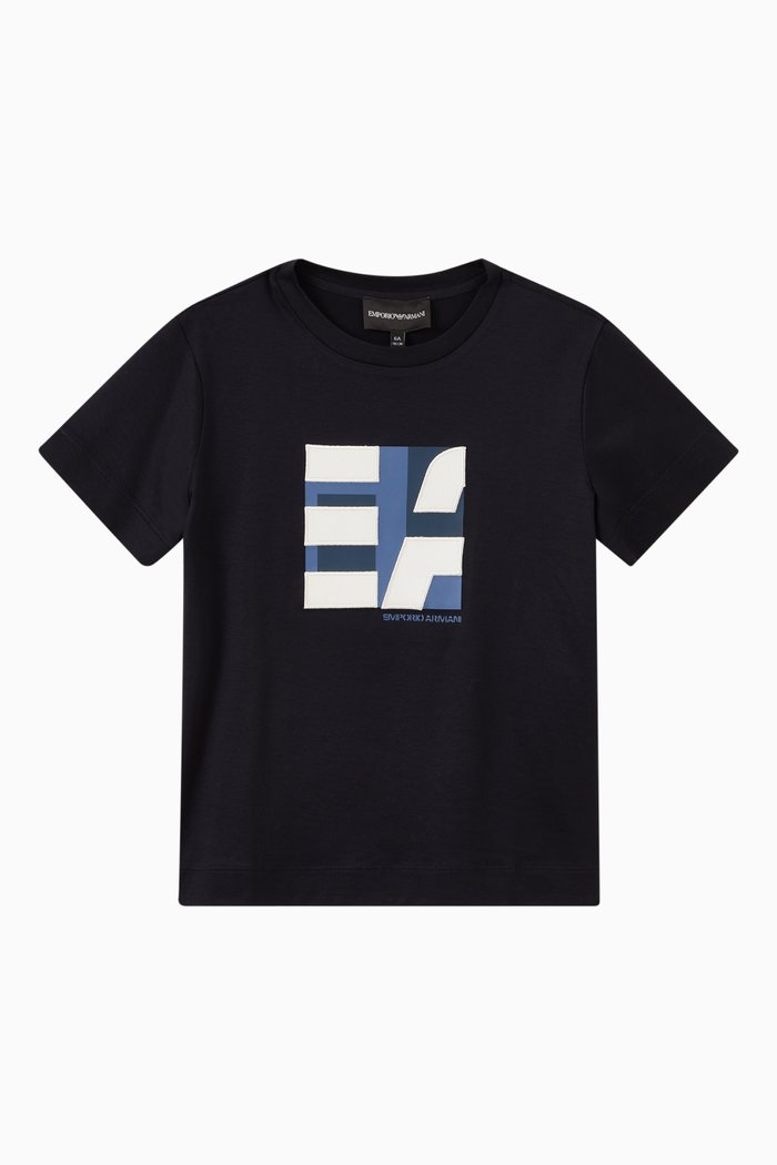

Colour-block Logo Square T-shirt in Cotton Jersey, Blue
