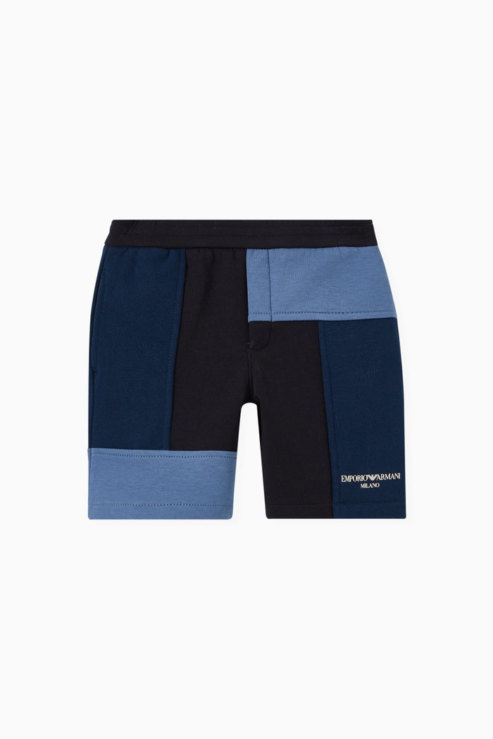 

Colour-block Square Shorts in Cotton, Blue