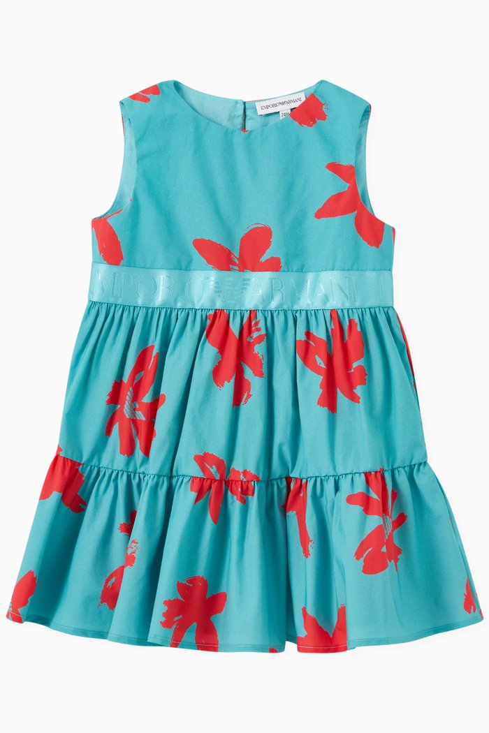 

Floral Print Dress in Cotton, Green