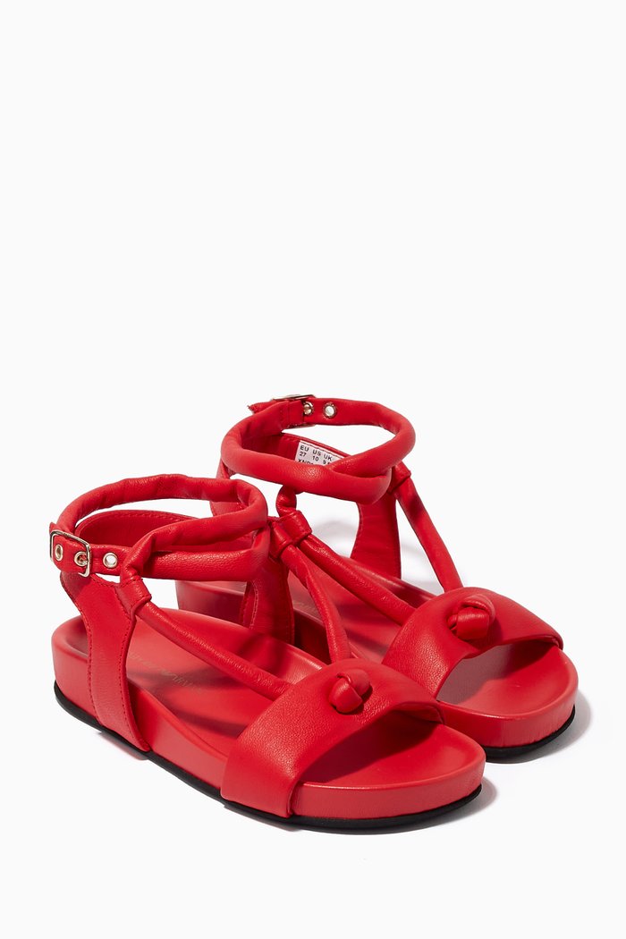 

Connected Ankle Strap Sandals in Nappa Leather, Red