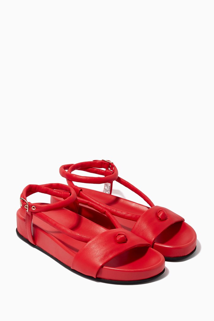 

Connected Strap Sandals in Nappa Leather, Red