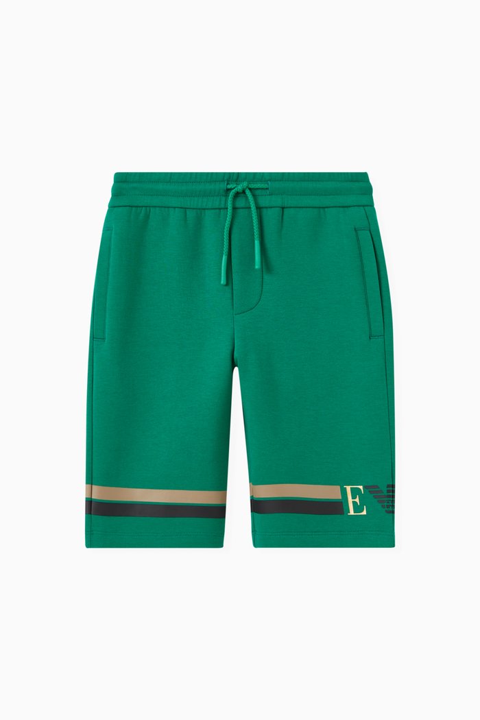 

Contrast Line Shorts in Cotton, Green