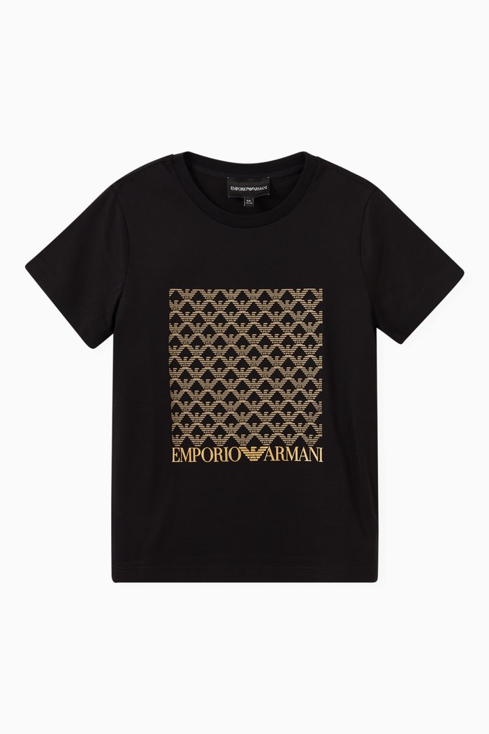

Multi Eagle Logo Print T-shirt in Cotton Jersey, Black