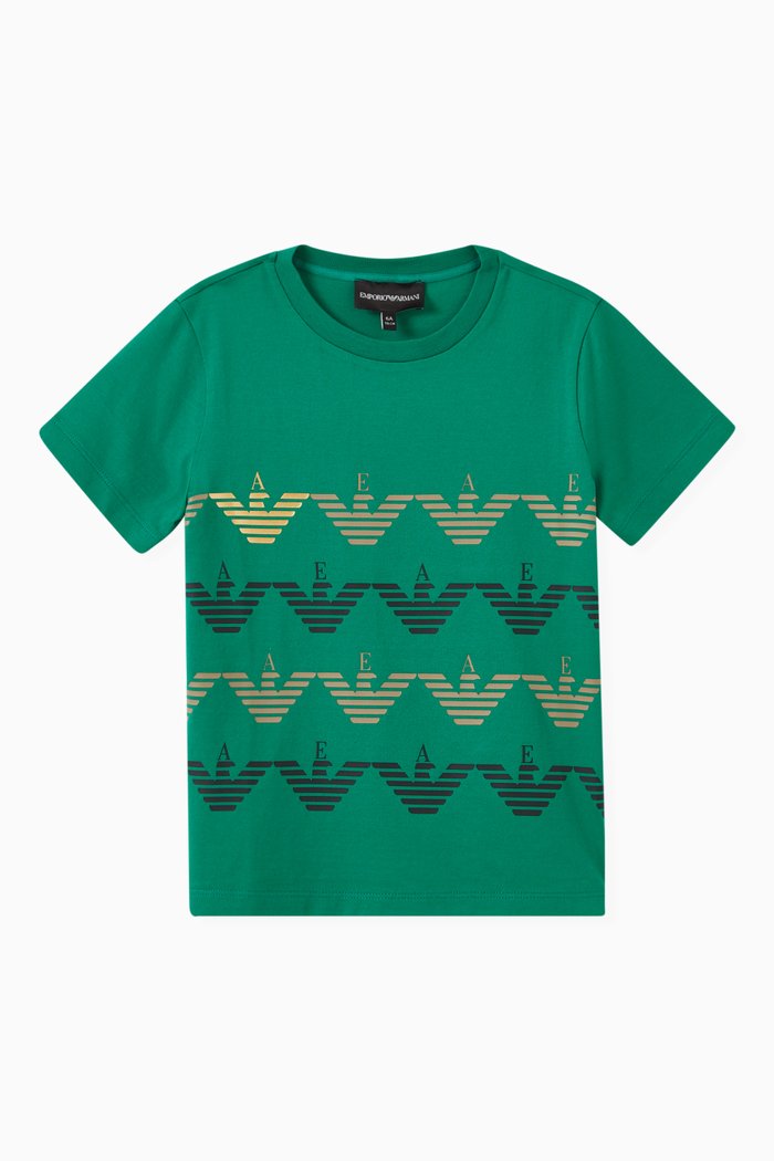 

Multi Eagle Line Print T-shirt in Cotton Jersey, Green