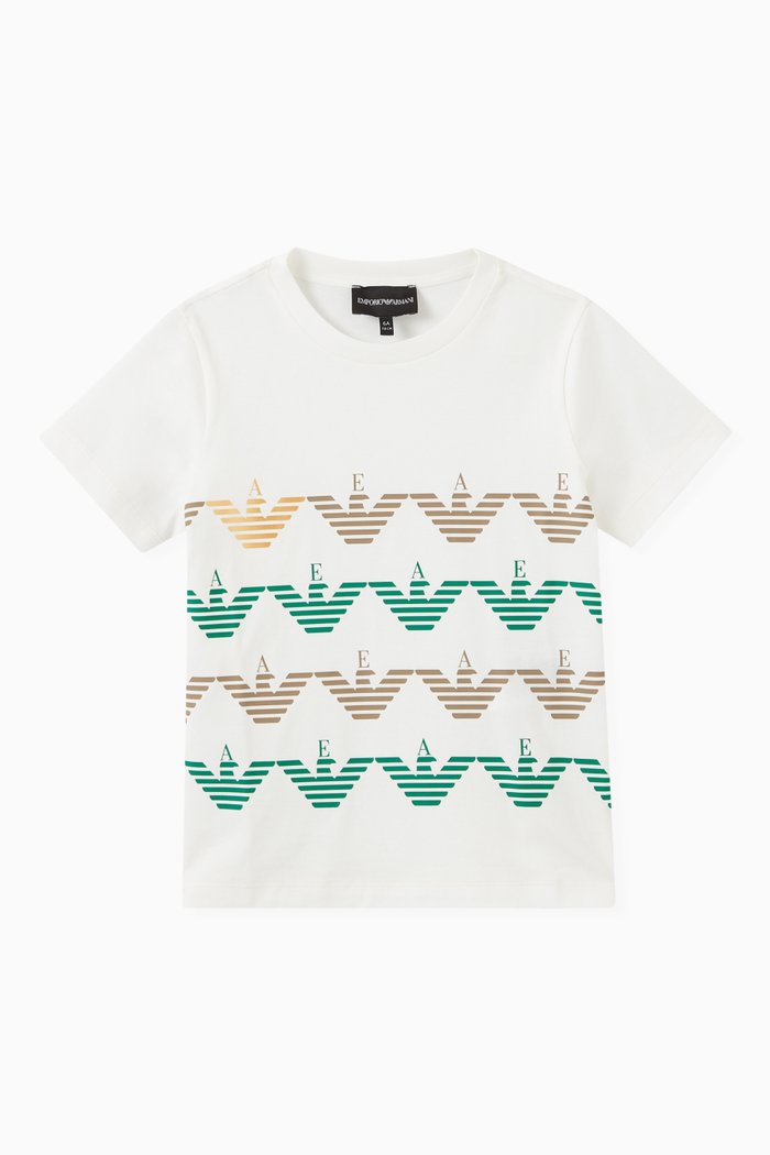 

Multi Eagle Line Print T-shirt in Cotton Jersey, White