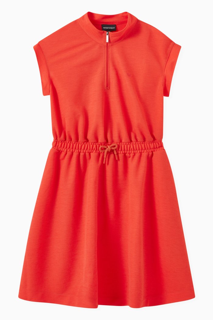 Elastic Piquet Dress in Cotton Stretch, Red
