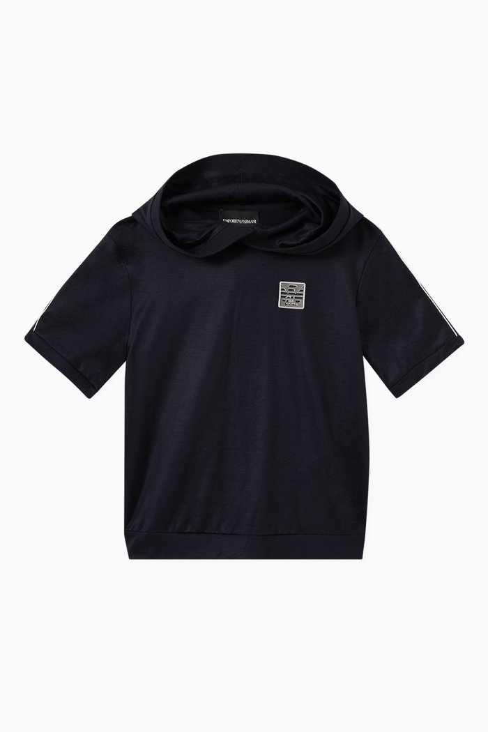 

Logo Patch Hoodie in Jersey, Blue