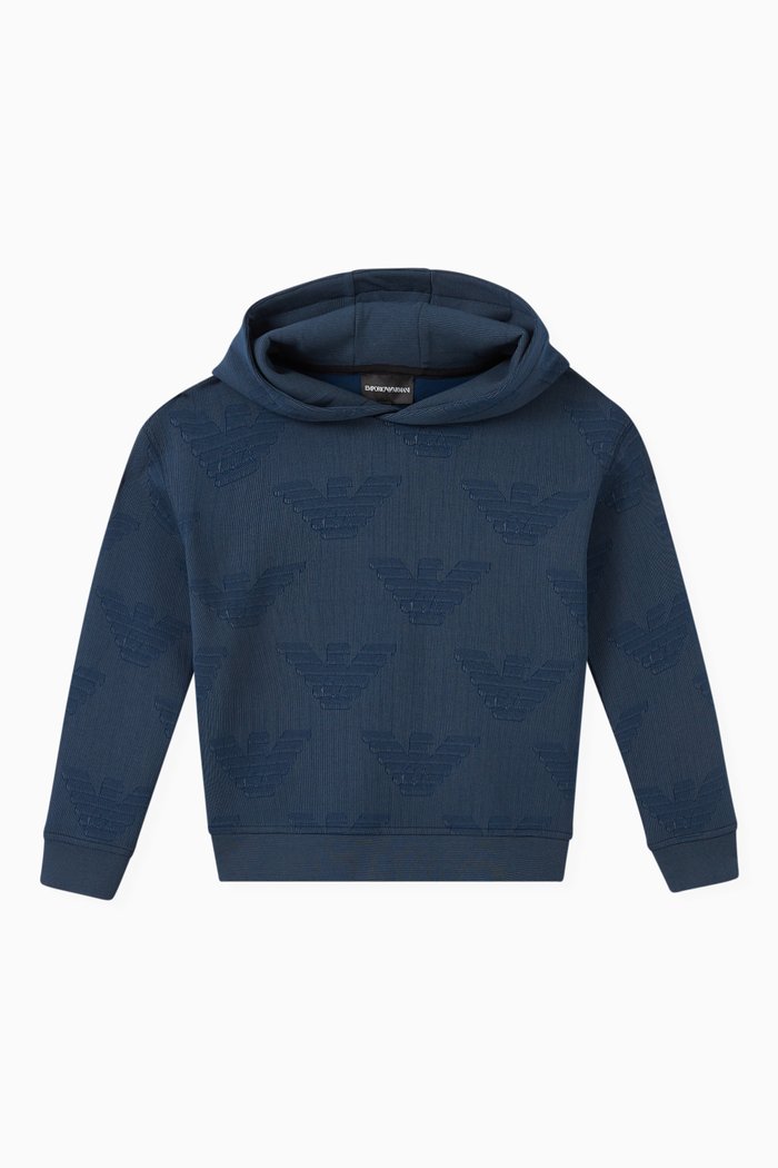 

Macro EA Eagle Hoodie in Cotton Jersey, Blue