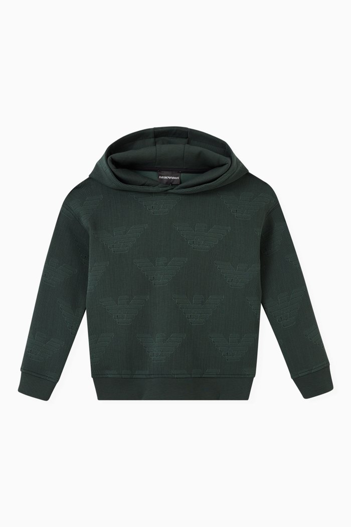 Macro EA Eagle Hoodie in Cotton Jersey, Green