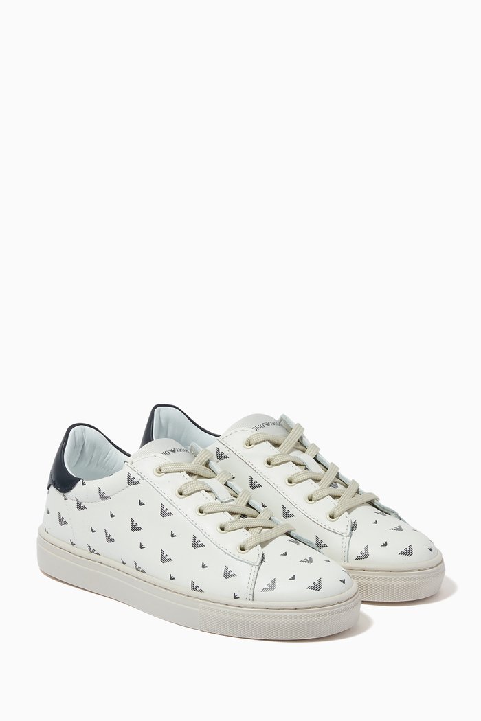

Eagle Logo Stan Tie-up Sneakers, White