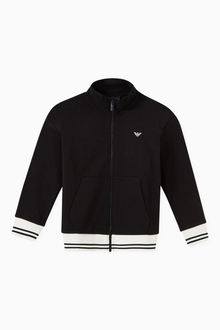 

EA Logo Brand Jacket in Cotton, Black