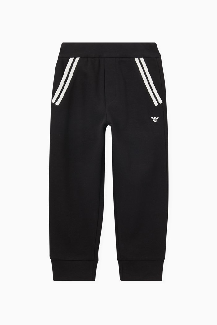

Contrast Trim Pocket Joggers in Cotton Fleece, Black