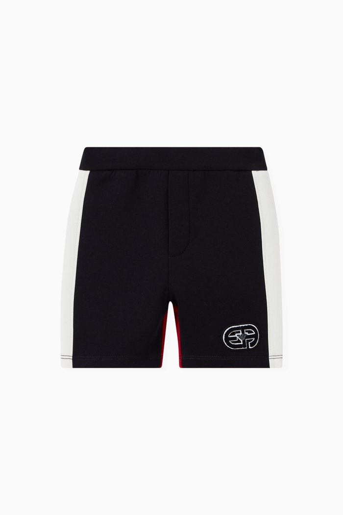 

Contrast Color-block Side Shorts in Cotton, Blue