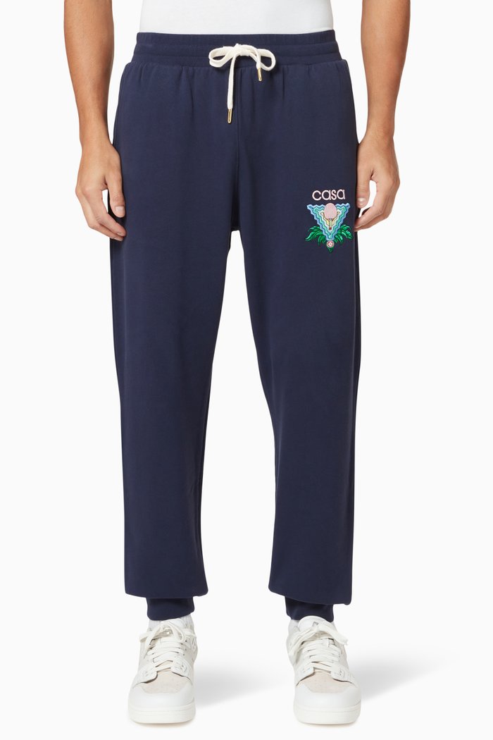 

Memphis Icon Embroidered Sweatpants in Organic Cotton, Blue