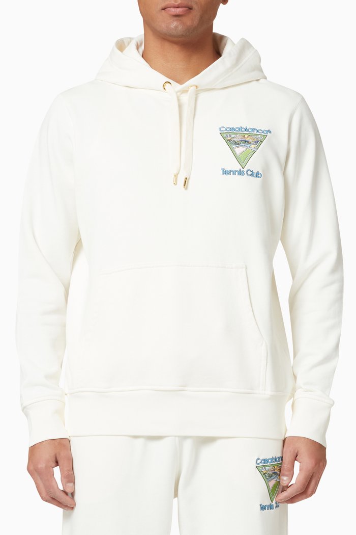 Embroidered Hooded Sweatshirt in Organic Cotton, Neutral
