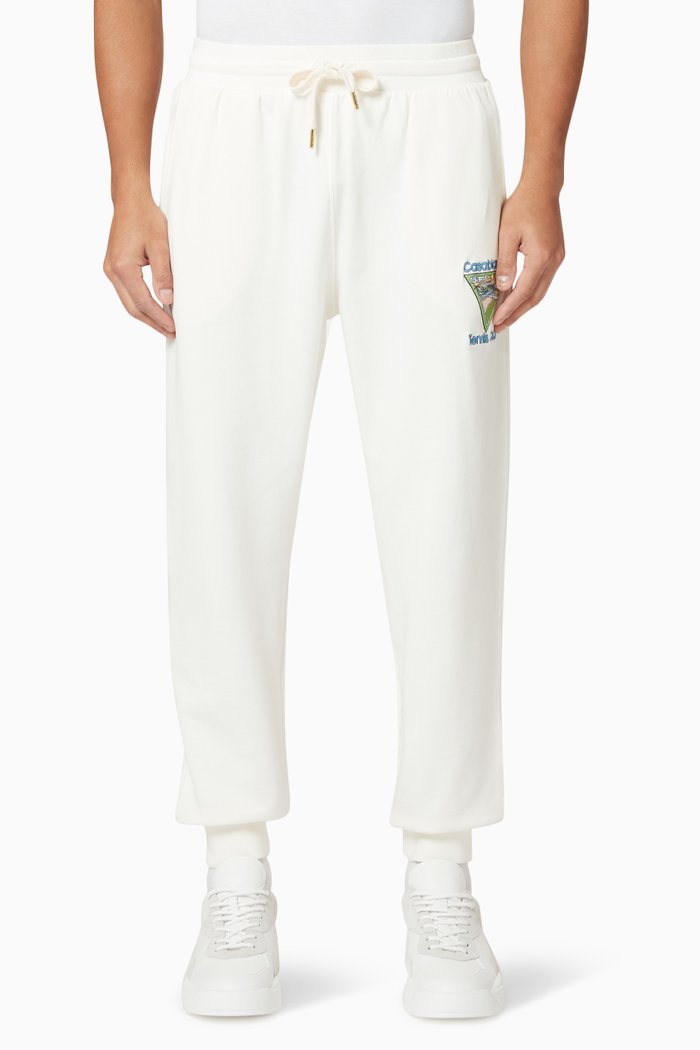 

Embroidered Icon Sweatpants in Cotton, Neutral