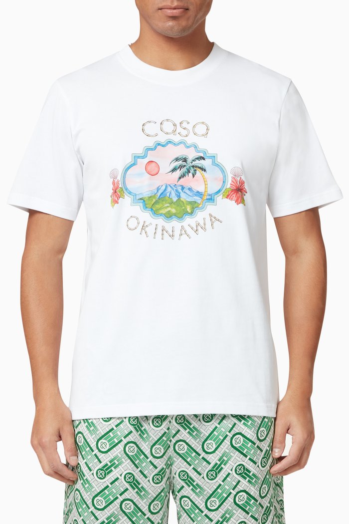 

Casa Okinawa Printed T-Shirt in Cotton Jersey, White