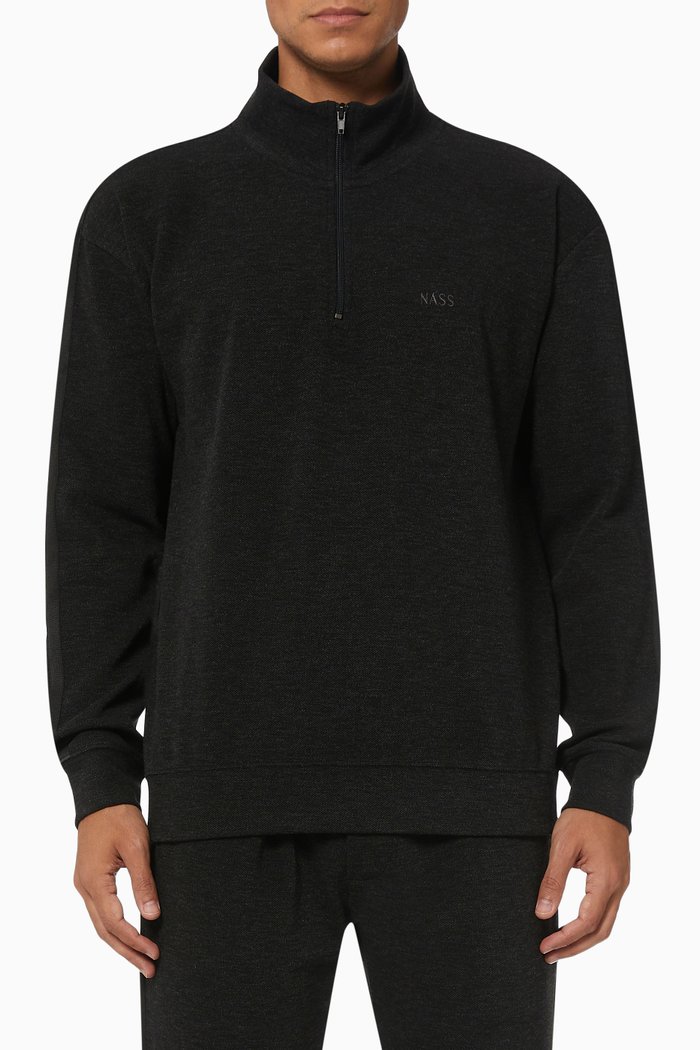 

Milan Zip Sweater in Cotton, Black