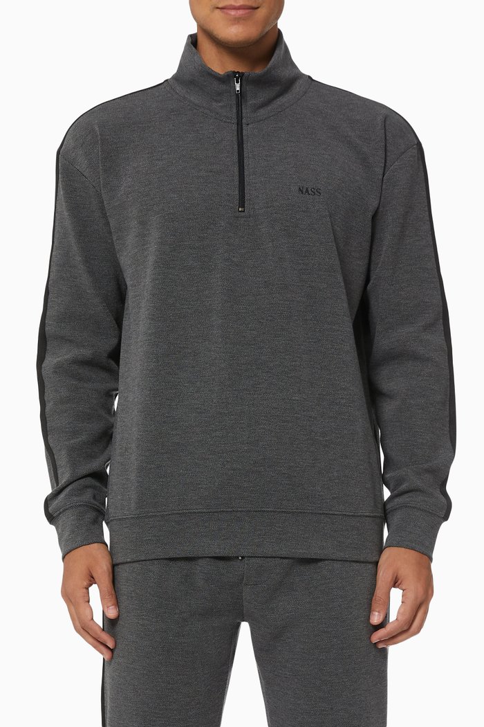 

Milan Zip Sweater in Cotton, Grey