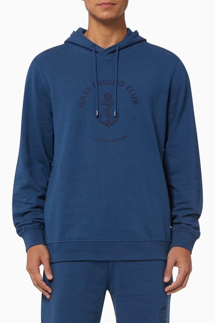 

London Hoodie in Cotton, Blue