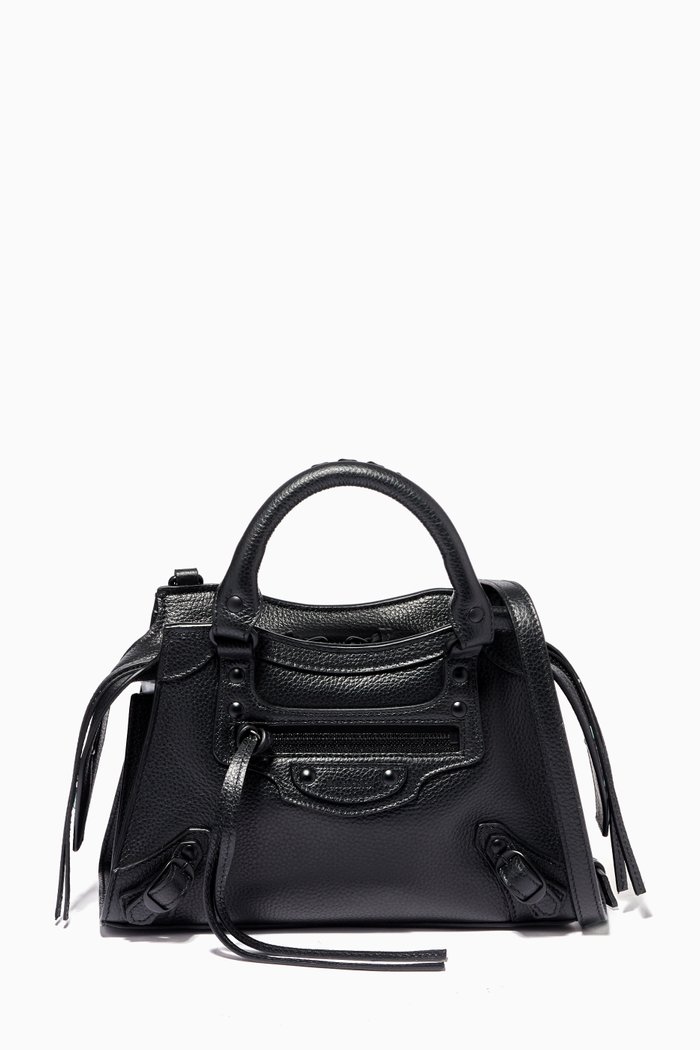 

Neo Classic Mini Top Handle Bag in Grained Calfskin, Black