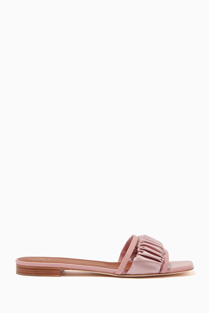 

Demi Flats in Ruched Satin, Pink