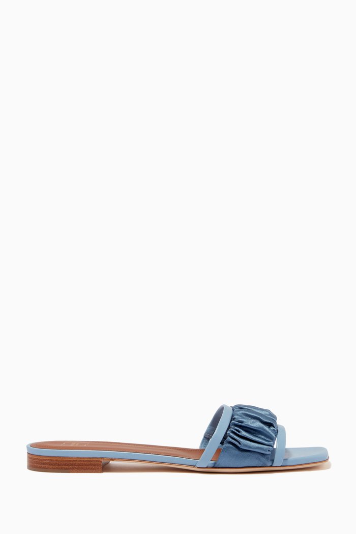 

Demi Flats in Ruched Satin, Blue