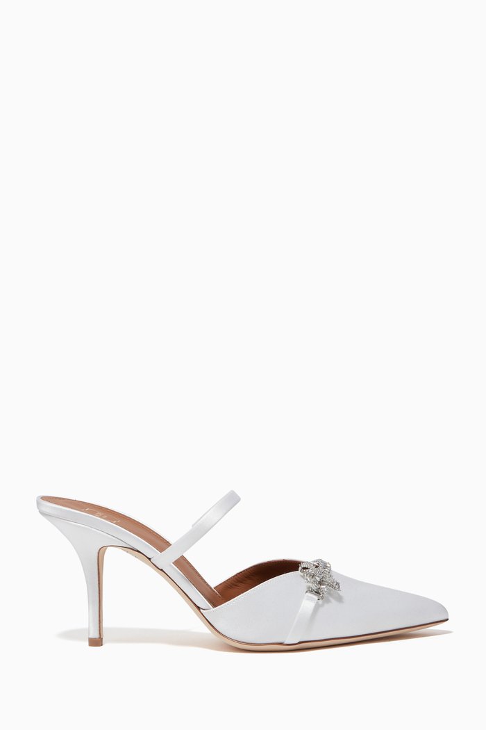 

Lila 70 Mules in Satin, White
