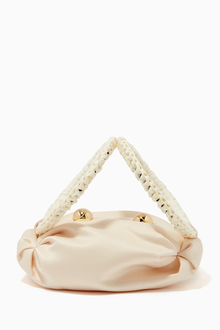 Tiny Nino Tote Bag in Silk Satin, Neutral