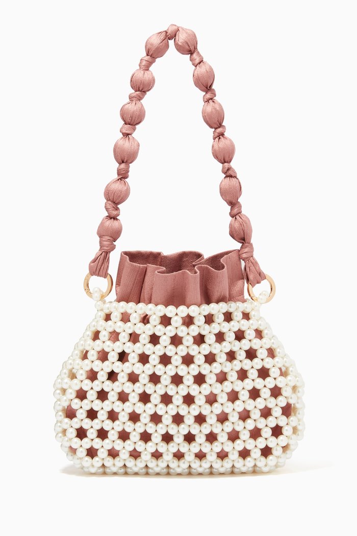

The Lily Baguette Bag in Handmade Pearl, Purple