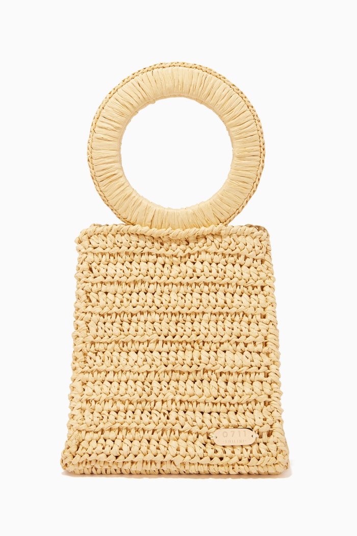 Manoco Tote Bag in Raffia, Neutral