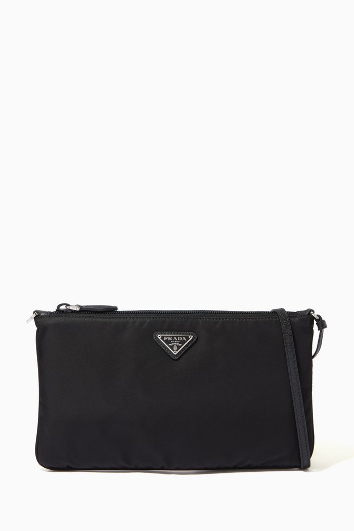

Triangle Logo Pouch in Re-Nylon, Black