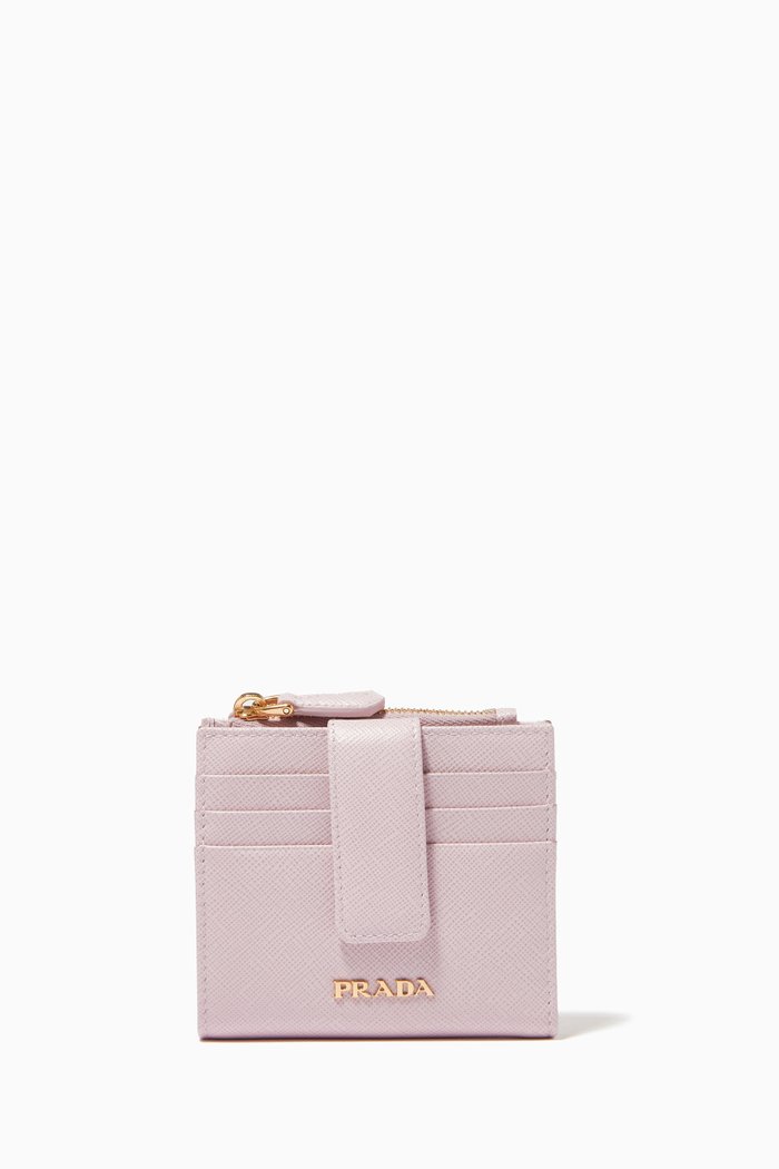 

Bi-fold Small Wallet in Saffiano Leather, Pink
