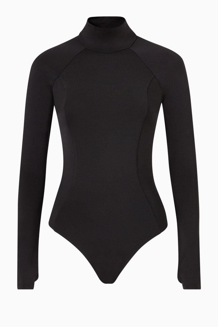 

Long Sleeve Cheeky Fit Bodysuit in ECONYL®, Black