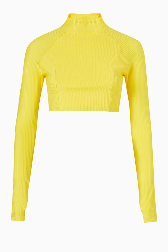 

Long Sleeve Crop Swim Top in Ribbed ECONYL®, Yellow